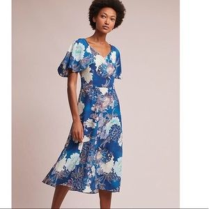 Anthropologie Kachel Bloom Silk Dress